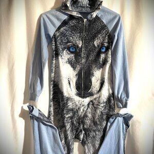 Mens Adult Secret Treasures Onesie Full Zip Up Pajamas Size Small Open Feet